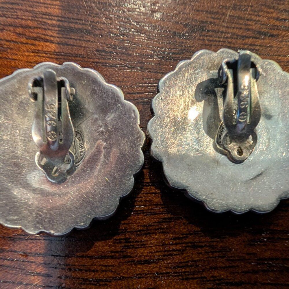Vintage Taxco 925 Sterling Silver Clip-On Earrings – Signed Talleres de los Ball - Picture 9 of 10